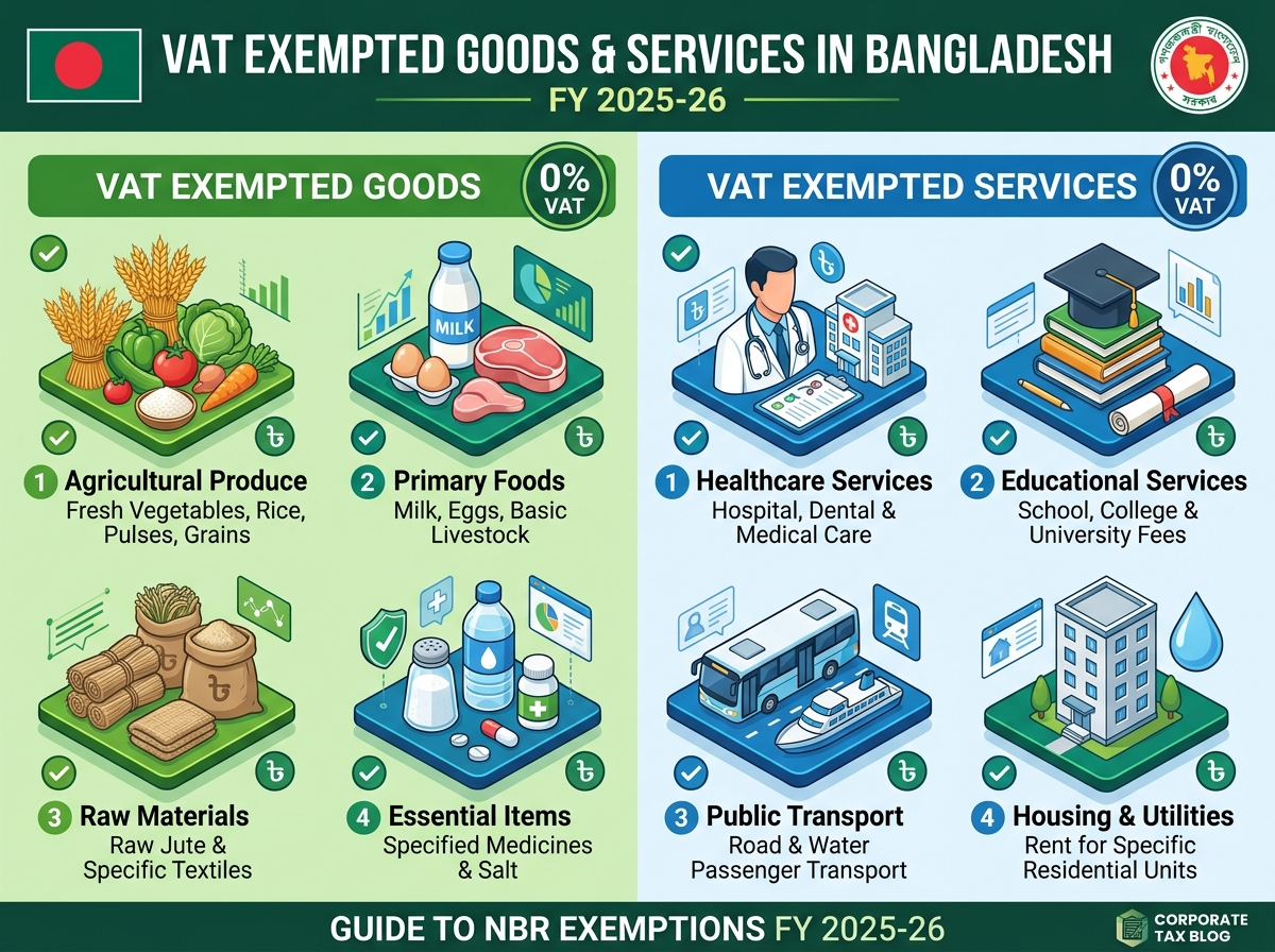 VAT Exempted Goods and Services in Bangladesh FY 2025-26 (Full Guide)